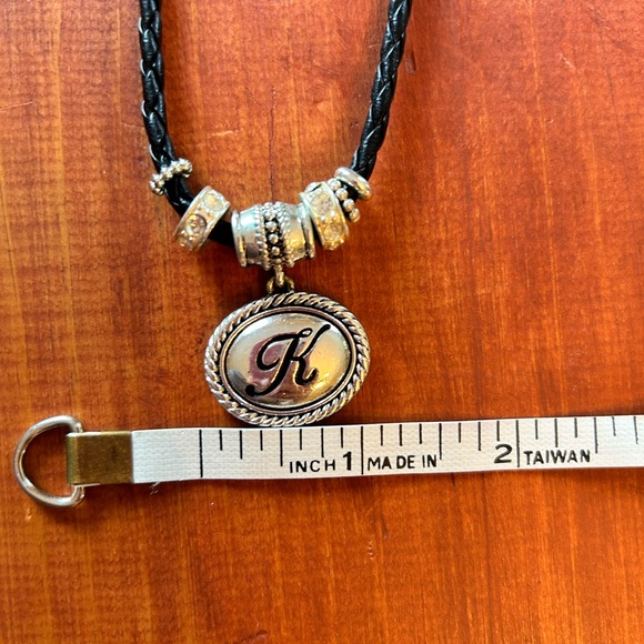 Napier leather braided cord initial necklace - Picture 3 of 6